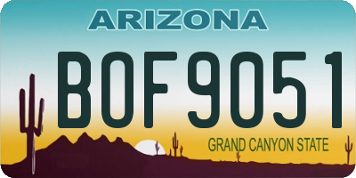 AZ license plate BOF9051