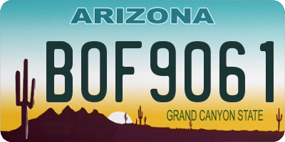 AZ license plate BOF9061