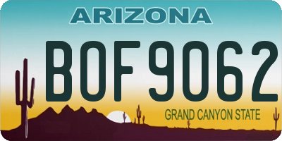 AZ license plate BOF9062