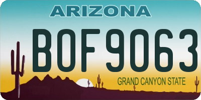 AZ license plate BOF9063