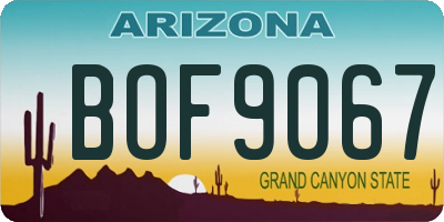 AZ license plate BOF9067