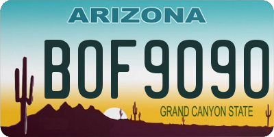 AZ license plate BOF9090