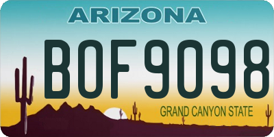 AZ license plate BOF9098