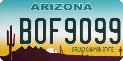 AZ license plate BOF9099