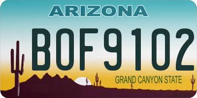 AZ license plate BOF9102