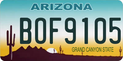 AZ license plate BOF9105