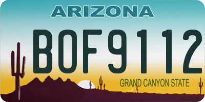 AZ license plate BOF9112