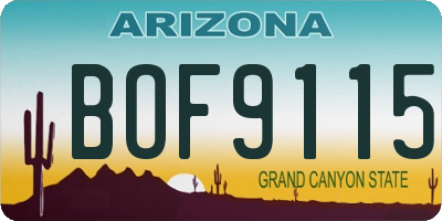 AZ license plate BOF9115