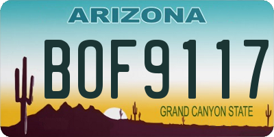 AZ license plate BOF9117