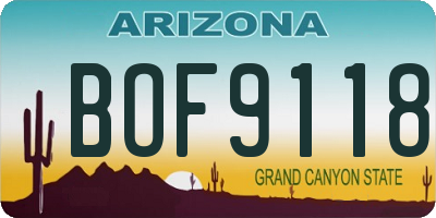 AZ license plate BOF9118