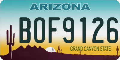AZ license plate BOF9126