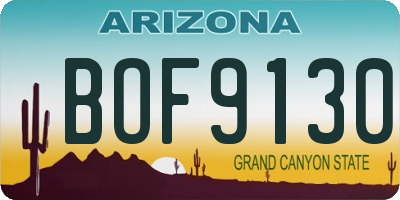 AZ license plate BOF9130