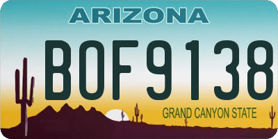 AZ license plate BOF9138
