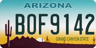 AZ license plate BOF9142