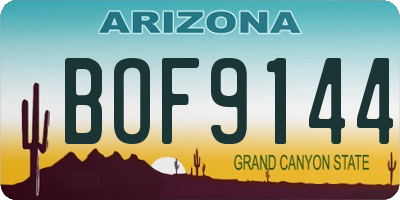 AZ license plate BOF9144