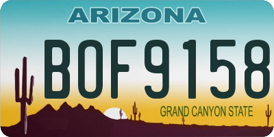 AZ license plate BOF9158