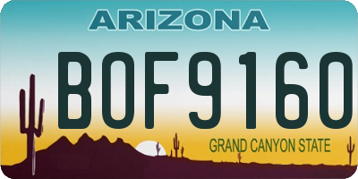 AZ license plate BOF9160