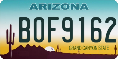 AZ license plate BOF9162