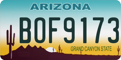 AZ license plate BOF9173