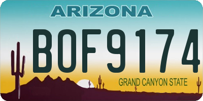 AZ license plate BOF9174