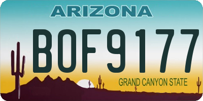 AZ license plate BOF9177