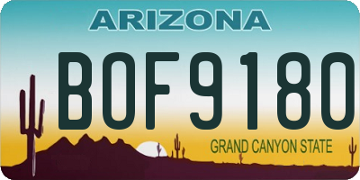 AZ license plate BOF9180