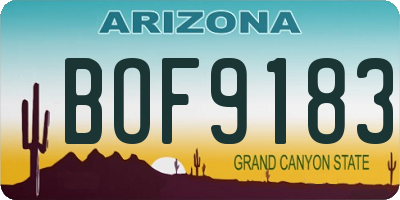 AZ license plate BOF9183