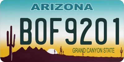 AZ license plate BOF9201