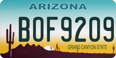 AZ license plate BOF9209