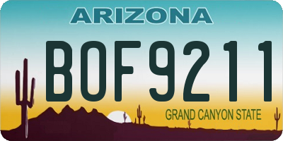 AZ license plate BOF9211