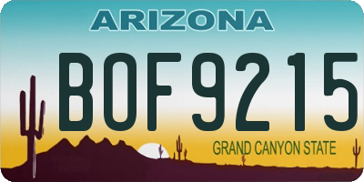 AZ license plate BOF9215