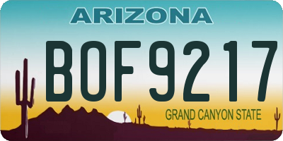 AZ license plate BOF9217