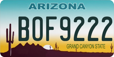 AZ license plate BOF9222