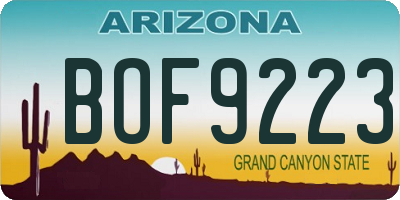 AZ license plate BOF9223