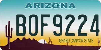AZ license plate BOF9224