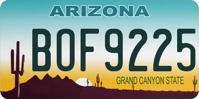 AZ license plate BOF9225