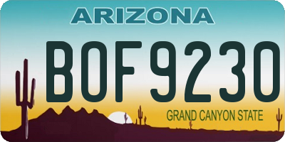 AZ license plate BOF9230
