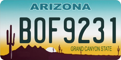 AZ license plate BOF9231