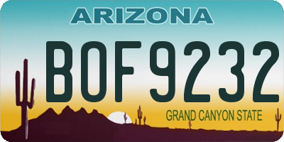AZ license plate BOF9232