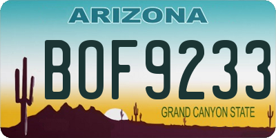 AZ license plate BOF9233