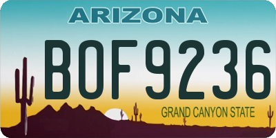 AZ license plate BOF9236