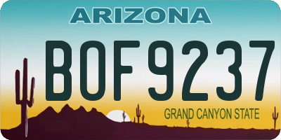 AZ license plate BOF9237