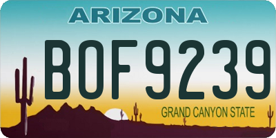 AZ license plate BOF9239