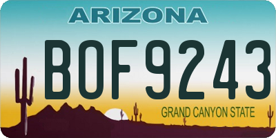 AZ license plate BOF9243