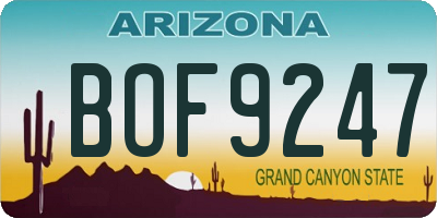 AZ license plate BOF9247
