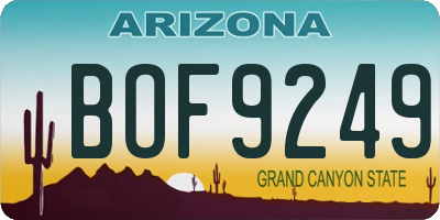 AZ license plate BOF9249