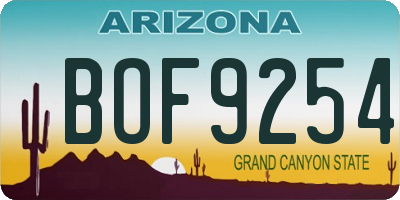 AZ license plate BOF9254