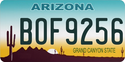 AZ license plate BOF9256