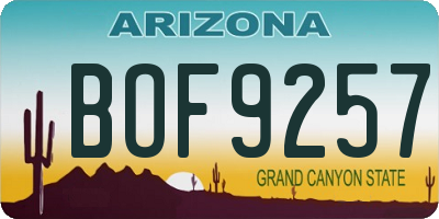 AZ license plate BOF9257