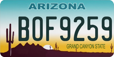 AZ license plate BOF9259